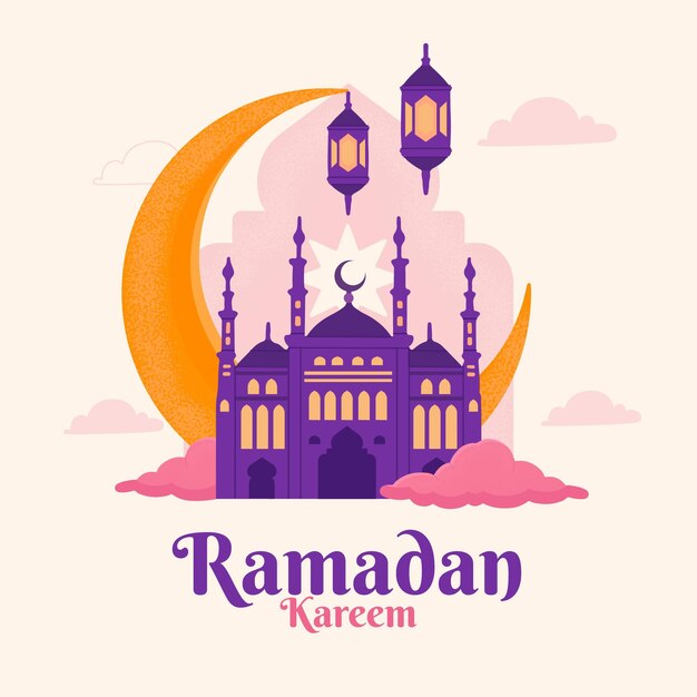 Hand getekend ramadan kareem illustratie