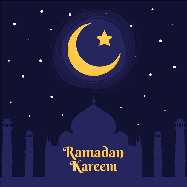 Hand getekend ramadan kareem illustratie