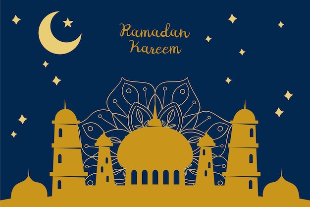 Gratis vector hand getekend ramadan kareem illustratie
