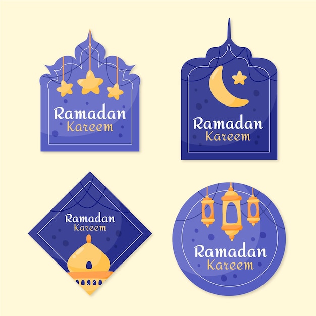 Gratis vector hand getekend ramadan label collectie