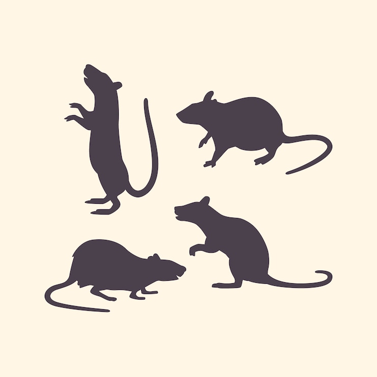 Gratis Vector hand getekend rattensilhouet