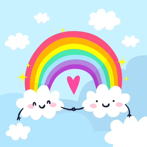 Gratis vector hand getekend regenboog concept