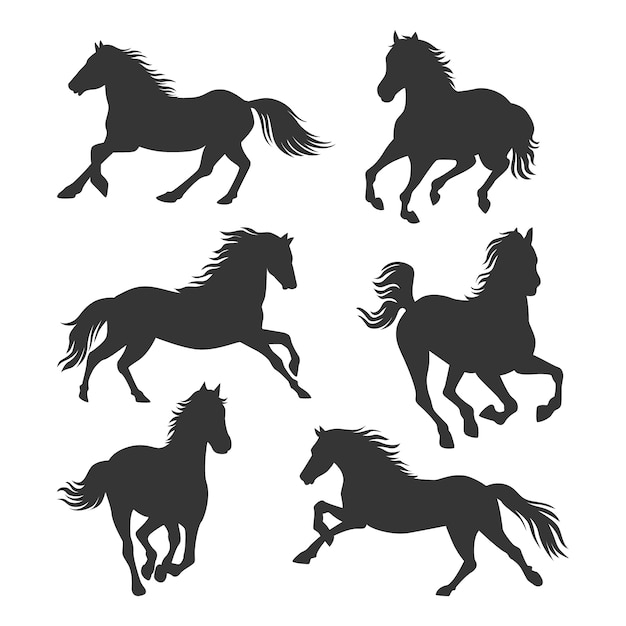 Gratis vector hand getekend rennend paard silhouet