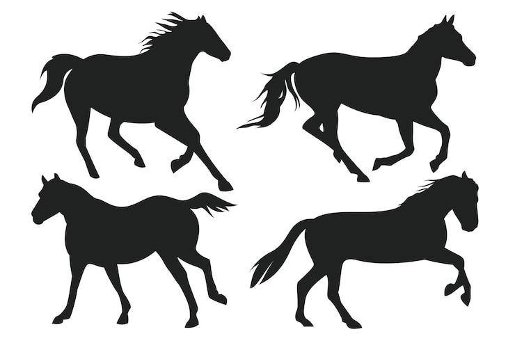 Gratis Vector hand getekend rennend paard silhouet