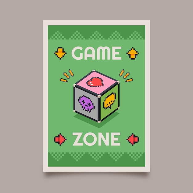 Gratis vector hand getekend retro gaming poster sjabloon