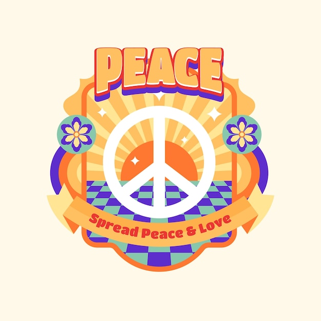 Gratis vector hand getekend retro vredessymbool illustratie