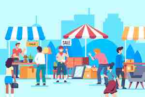 Gratis vector hand getekend rommelmarkt concept