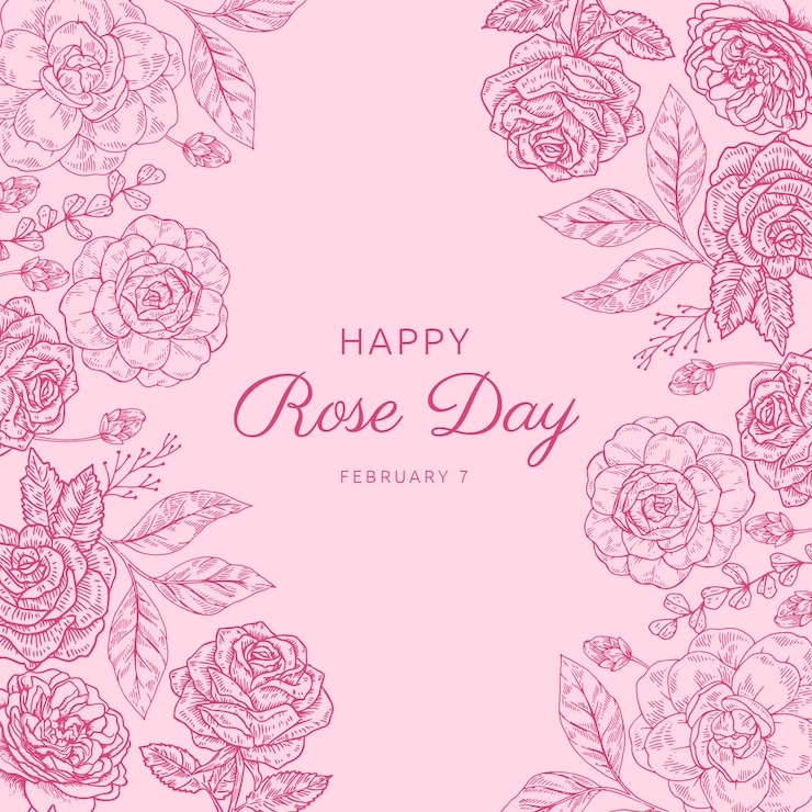 Gratis Vector hand getekend roos dag illustratie