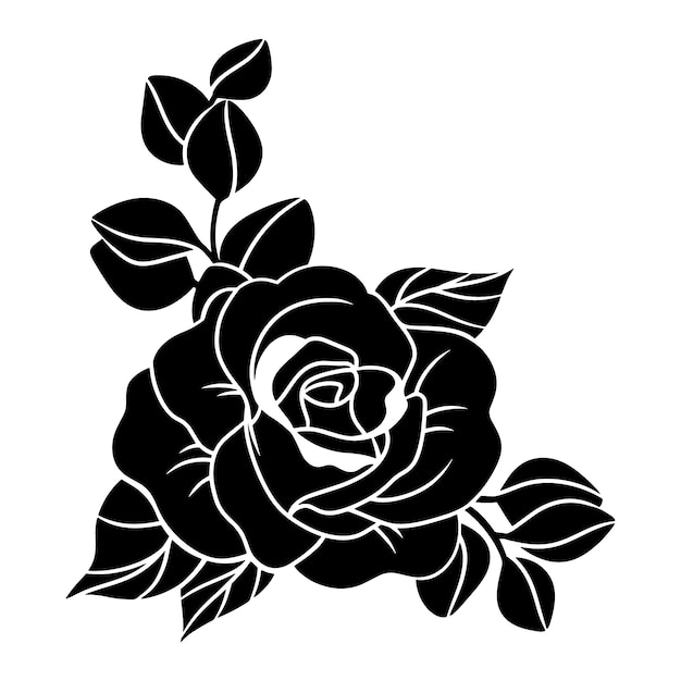 Hand getekend roos silhouet
