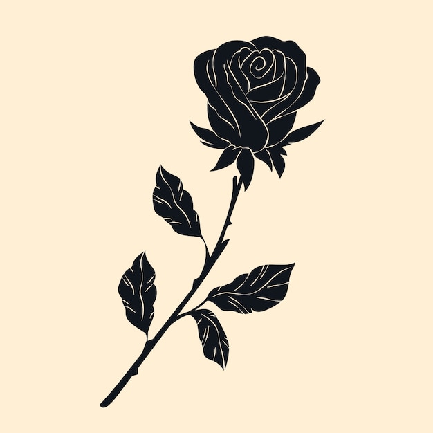 Gratis vector hand getekend roos silhouet