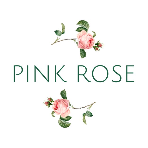 Hand getekend roze roos embleem