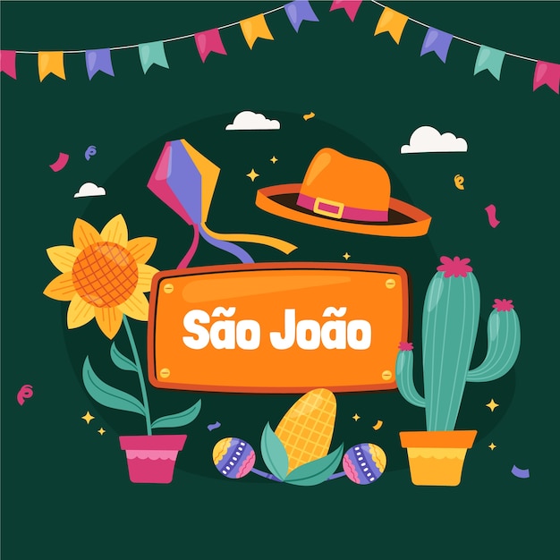 Gratis vector hand getekend sao joao illustratie