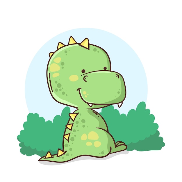 Gratis vector hand getekend schattige baby dinosaurus geïllustreerd