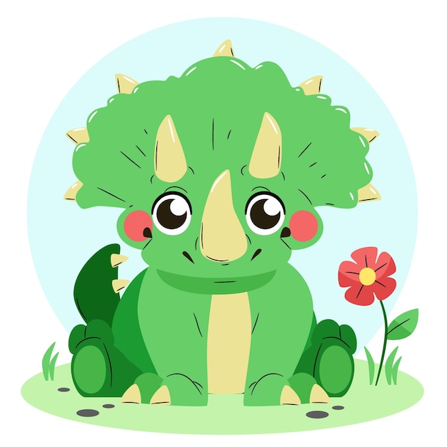 Gratis vector hand getekend schattige baby dinosaurus