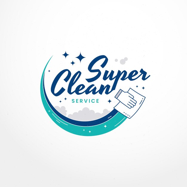 Hand getekend schoonmaak service logo