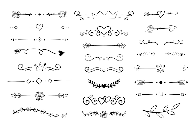 Gratis vector hand getekend sier divider collectie