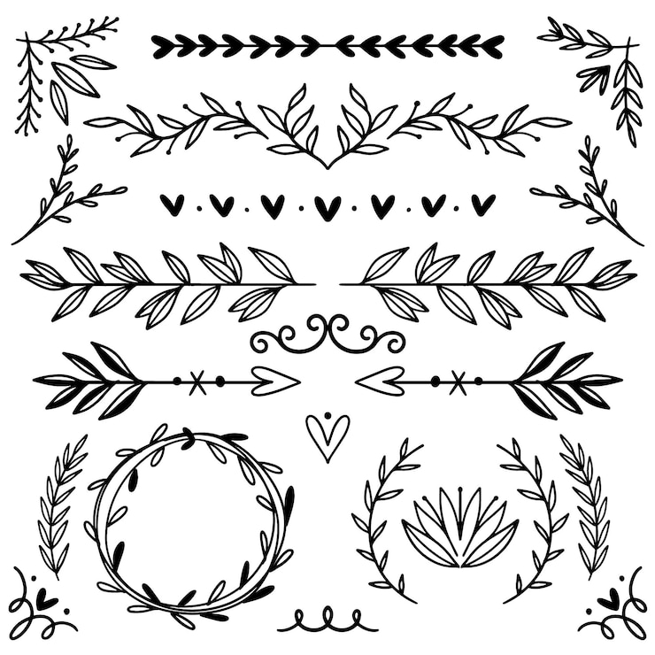 Gratis Vector hand getekend sierelement collectie