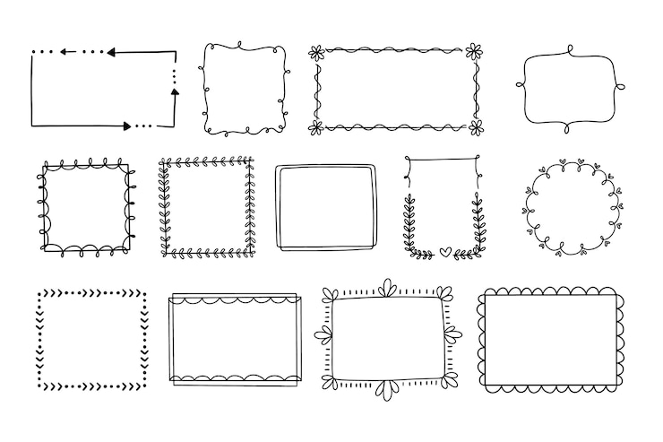 Gratis Vector hand getekend sierframe pack
