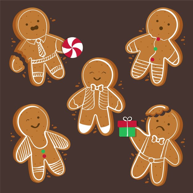 Gratis vector hand getekend speculaaspop cookie collectie