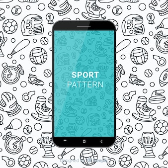 Hand getekend sport mobiel patroon