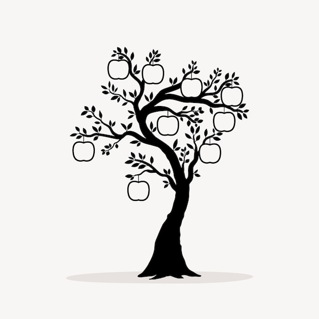 Gratis vector hand getekend stamboom silhouet