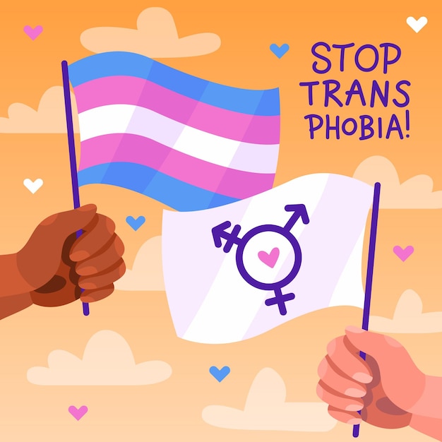 Hand getekend stop transfobie bericht geïllustreerd