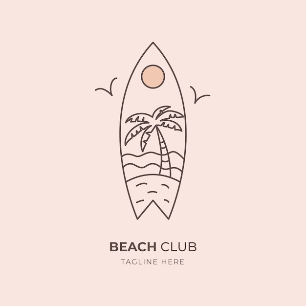 Hand getekend strandclub logo ontwerp