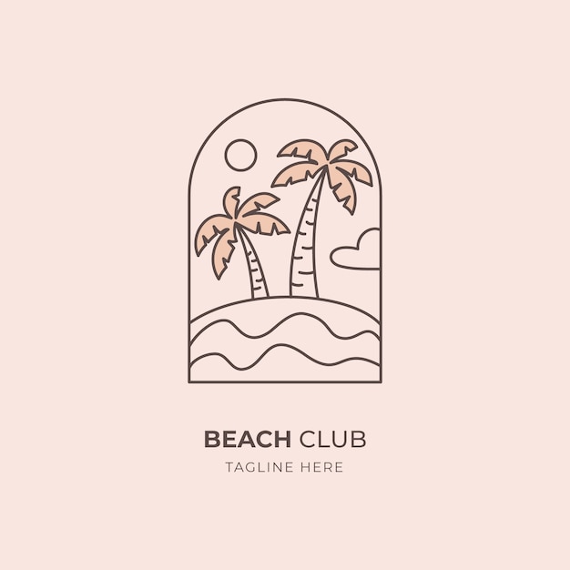 Hand getekend strandclub logo ontwerp