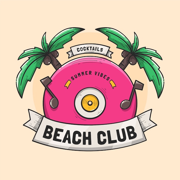 Gratis vector hand getekend strandclub logo ontwerp