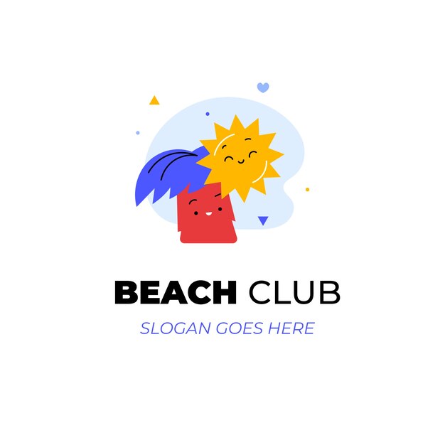 Hand getekend strandclub logo ontwerp
