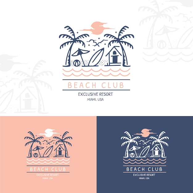Gratis vector hand getekend strandclub logo ontwerp