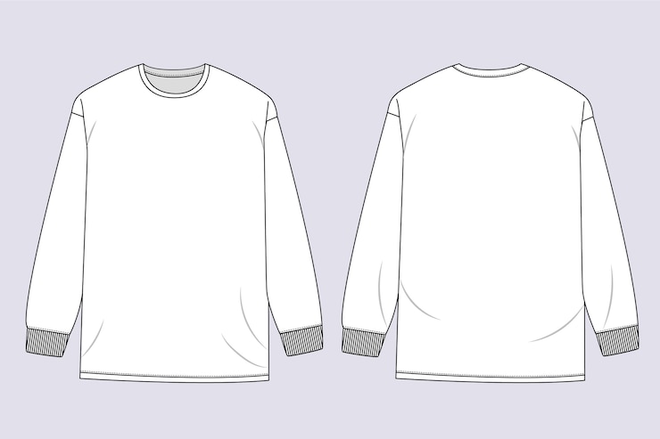 Gratis Vector hand getekend t-shirt met lange mouwen schets illustratie