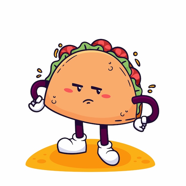 Gratis vector hand getekend taco cartoon afbeelding