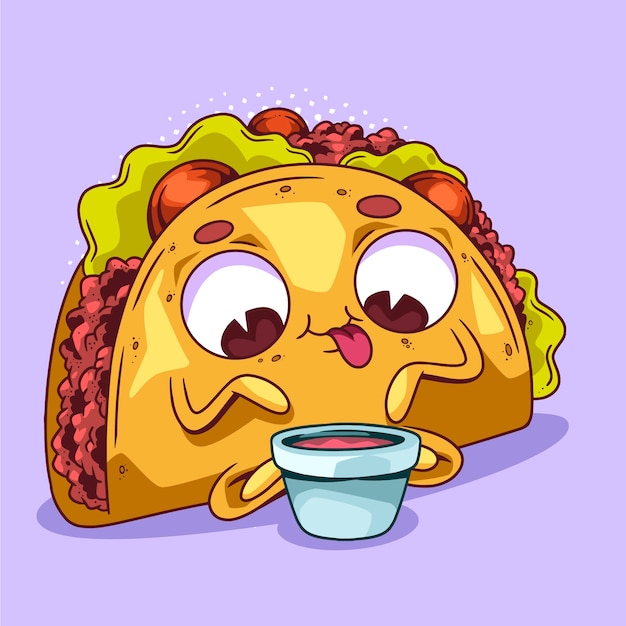 Gratis vector hand getekend taco cartoon afbeelding