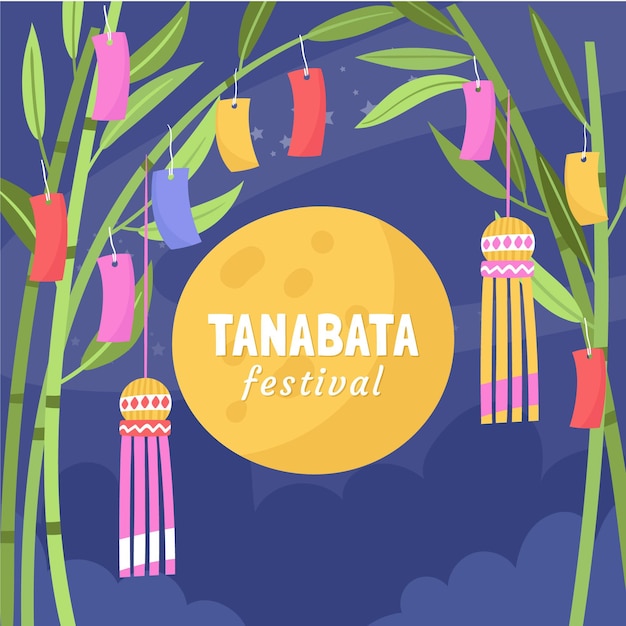 Gratis vector hand getekend tanabata illustratie