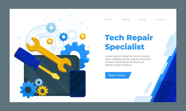 Gratis vector hand getekend tech reparatie sjabloonontwerp