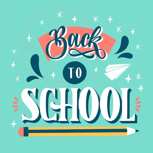 Gratis vector hand getekend terug naar school belettering ontwerp