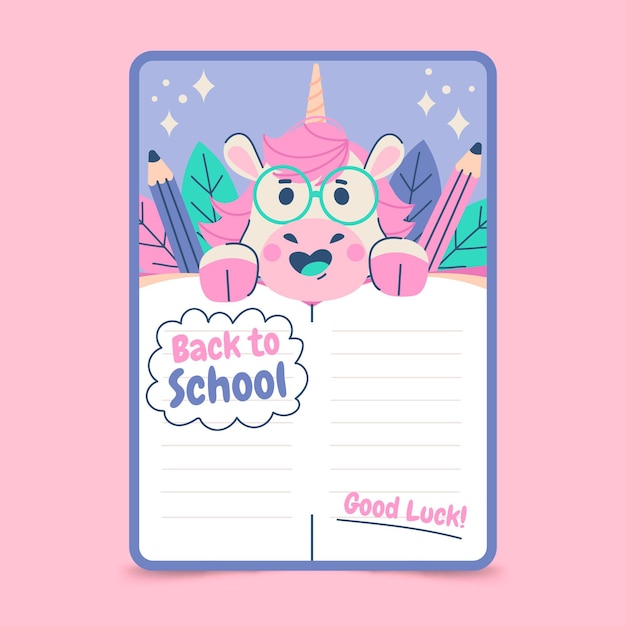 Gratis vector hand getekend terug naar school kaartsjabloon