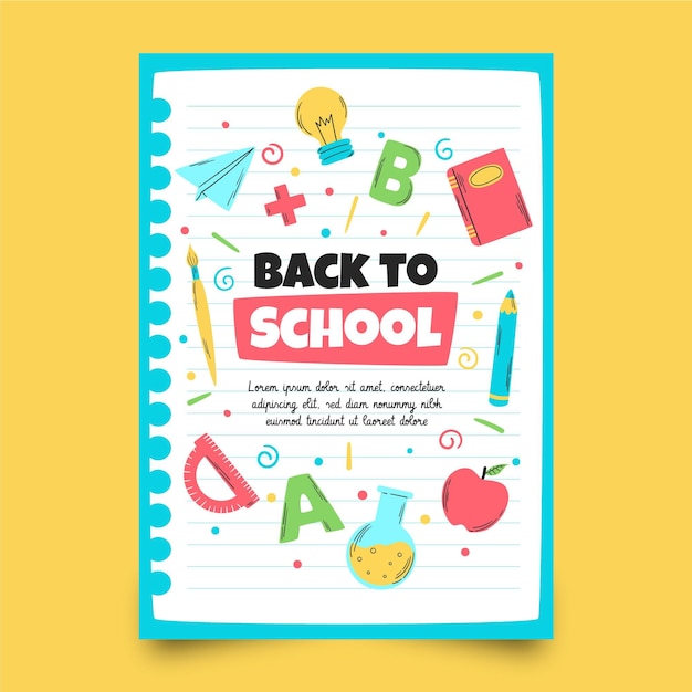 Gratis vector hand getekend terug naar school verticale flyer-sjabloon