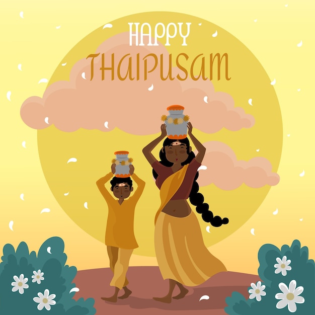 Gratis vector hand getekend thaipusam festival