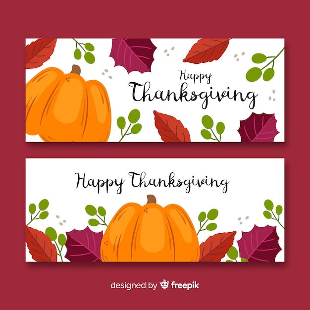 Hand getekend thanksgiving banners sjabloon