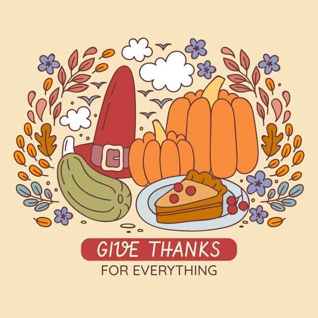 Gratis vector hand getekend thanksgiving illustratie