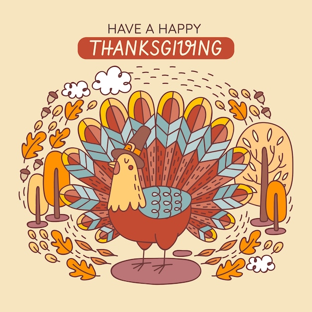 Gratis vector hand getekend thanksgiving illustratie