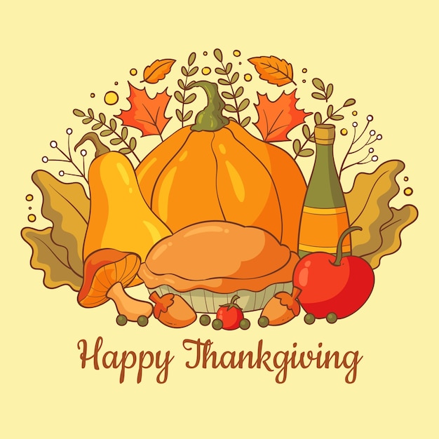 Hand getekend Thanksgiving illustratie
