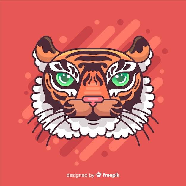 Gratis vector hand getekend tijger hoofd achtergrond