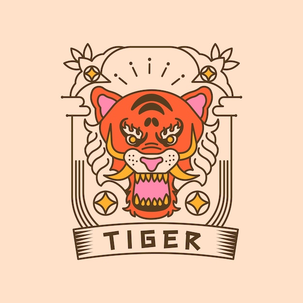 Hand getekend tijger logo ontwerp