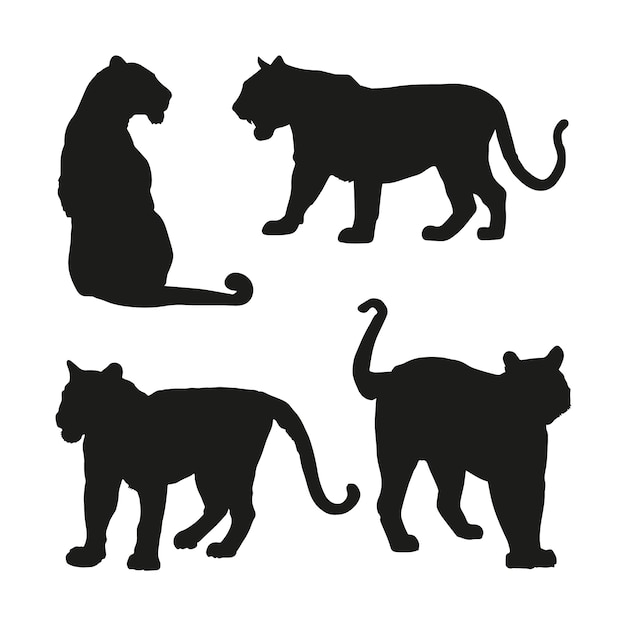 Gratis vector hand getekend tijger silhouet