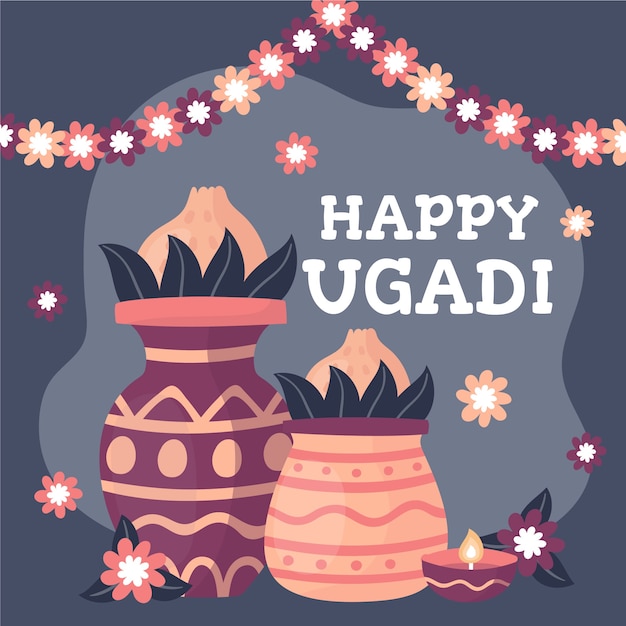 Gratis vector hand getekend ugadi concept