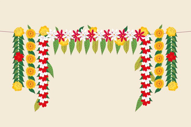 Hand getekend ugadi garland illustratie