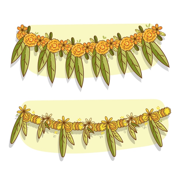 Gratis vector hand getekend ugadi garland illustratie